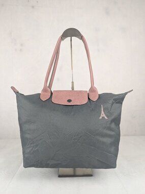 Pre-Owned Longchamp Le Pliage Nylon Tote Shoulder Bag Gray – Fast Ship – AUTH